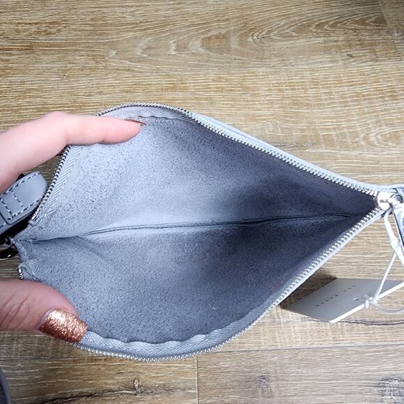 NWT Ted Baker London Pebble Leather Gray Clutch / Chain Crossbody - Picture 4 of 7